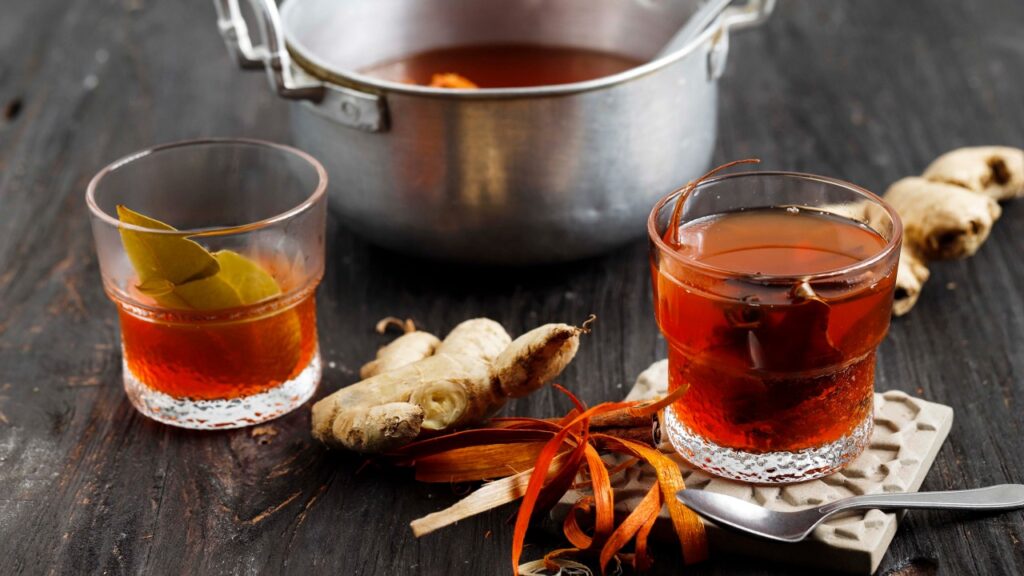 Balinese herbal tea served with ginger and local ingredients